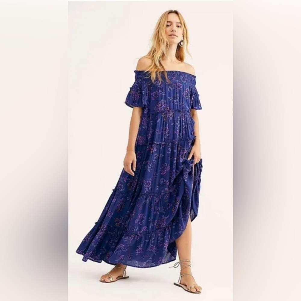 Free People Barclay Off The Shoulder Smocked Tiered Maxi Dress